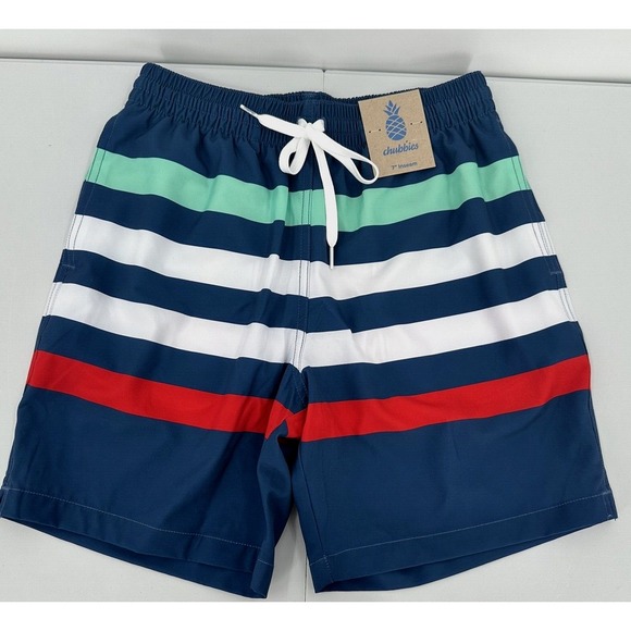 CHUBBIES ME LIKEY THE  STRIPEY 7" LINED CLASSIC SWIM TRUNKS  Men's Small POCKETS - Picture 1 of 2